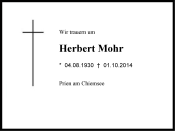 Traueranzeige von Herbert Mohr von Region Chiemgau